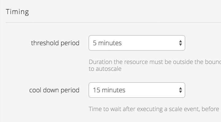 Autoscale Threshold and Cool Down Periods