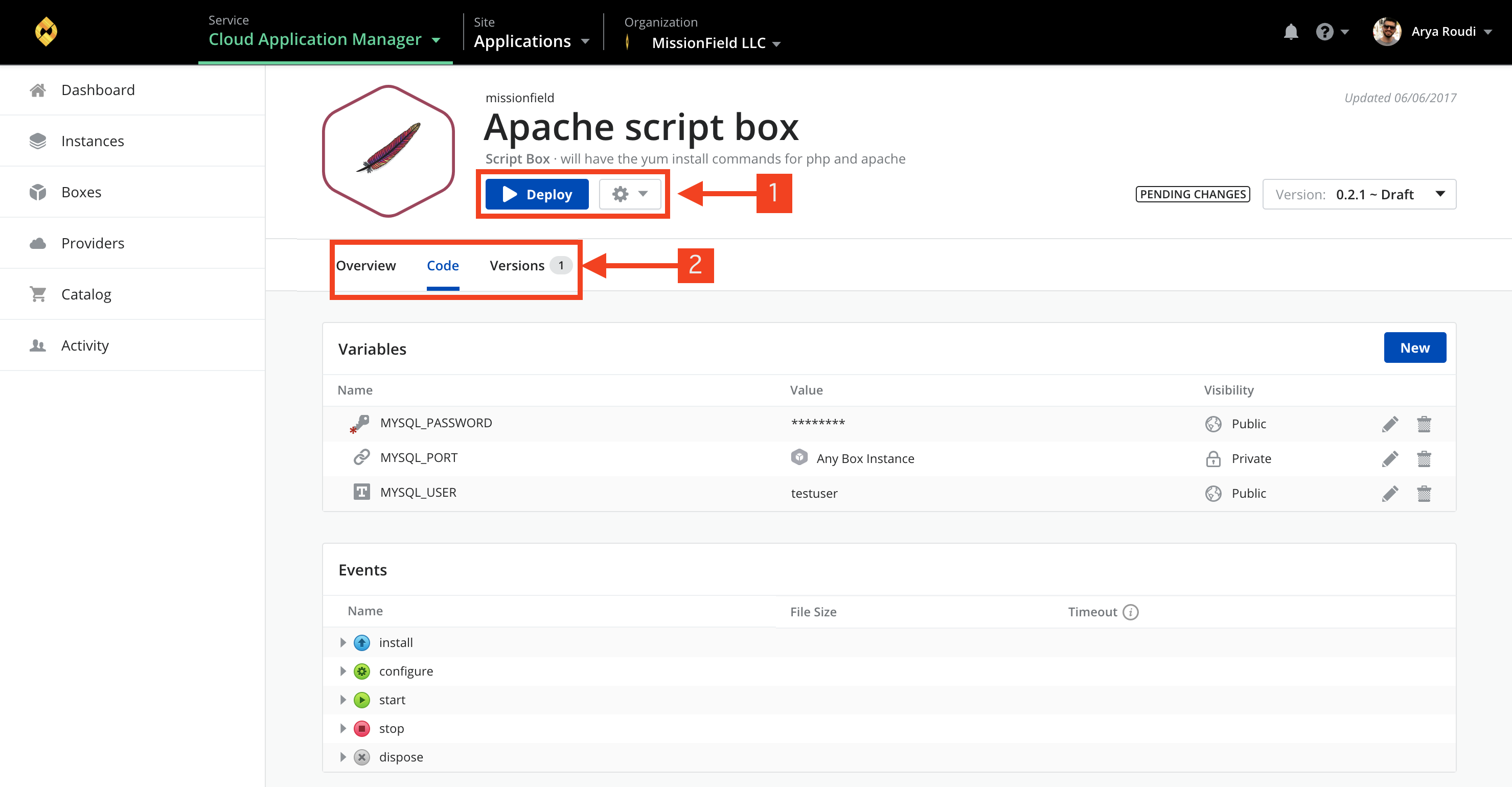 Box management page core concepts