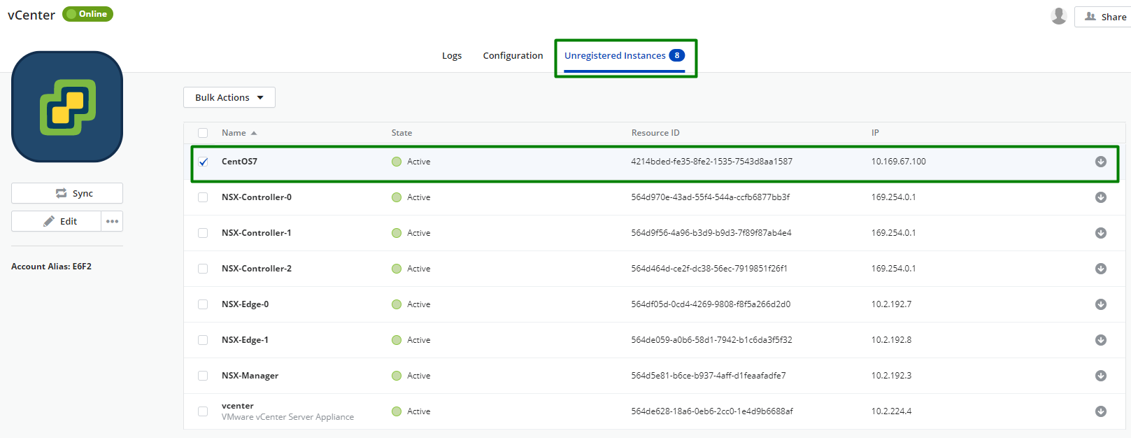 Register a vCenter instance