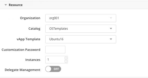 Resource section of deployment policy