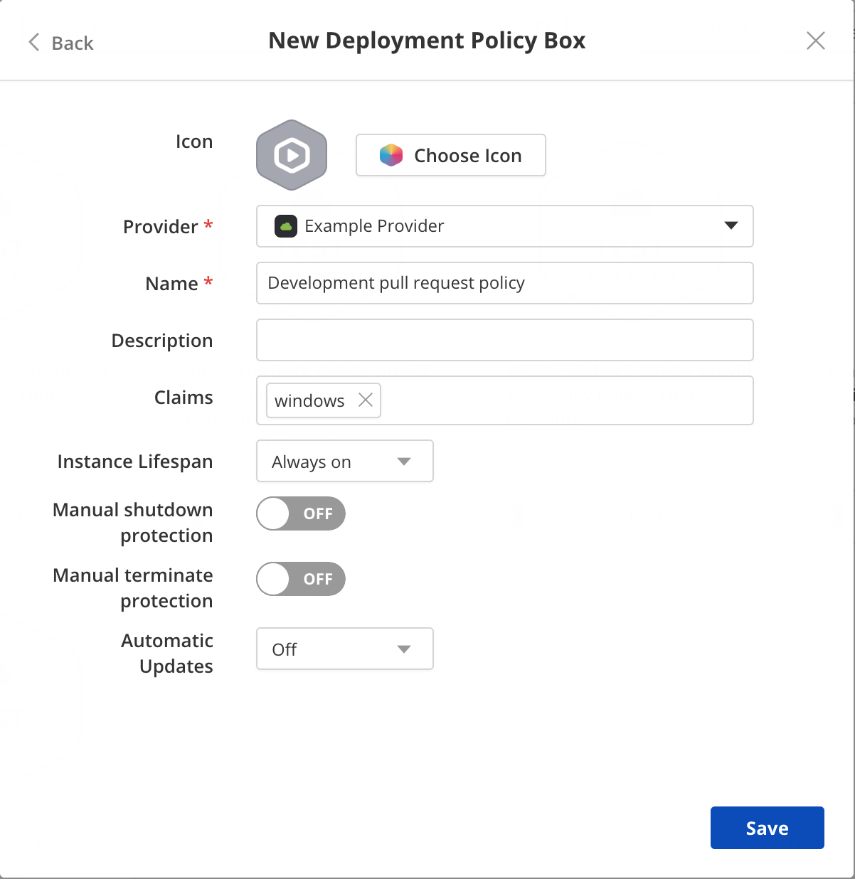 New virtual of physical machine policy box