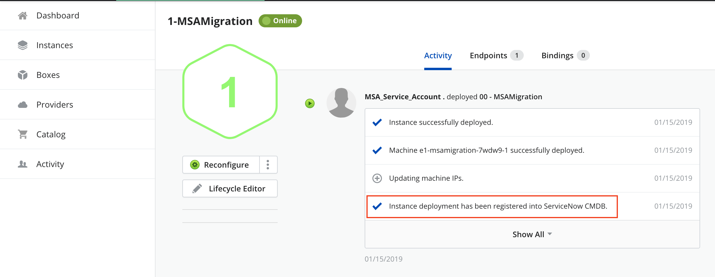 ServiceNow CMDB registered