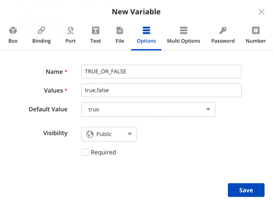 Adding Options type variable