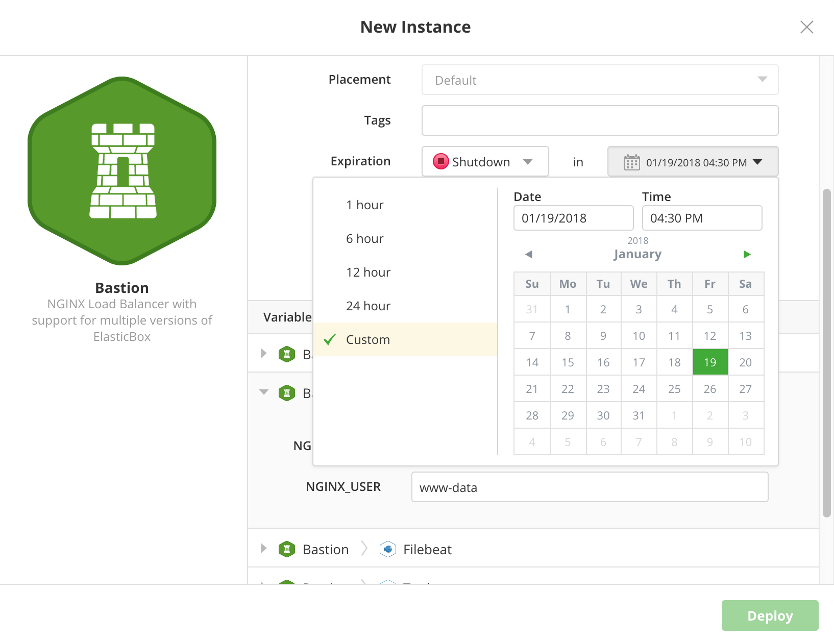 Scheduling shutdown for new instances