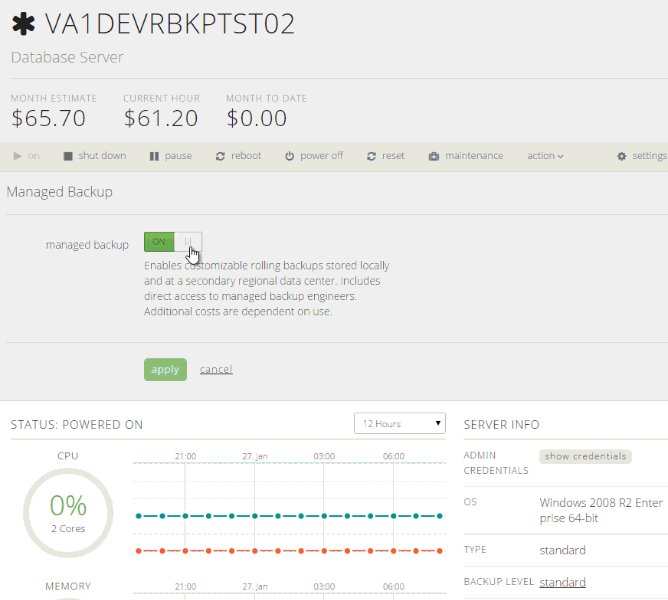 toggle managed backup on or off