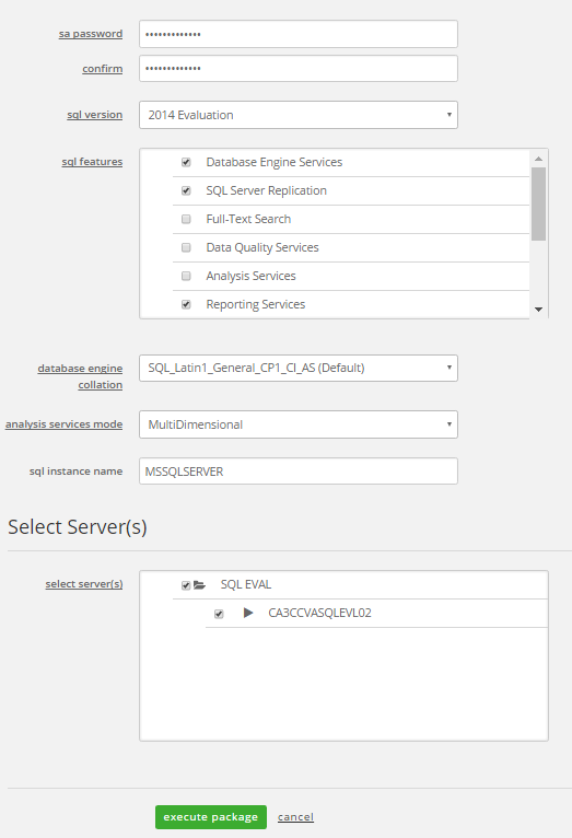 select installation options