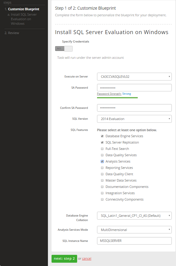 input parameters