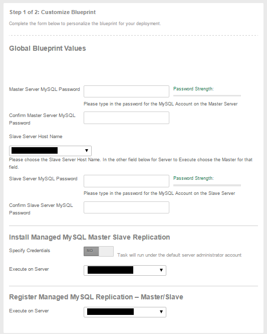 MySQL Master-Slave Blueprint options